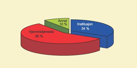 Figur 4.2 Fordeling nye årsverk pleie- og omsorgstjenesten 1998–2001