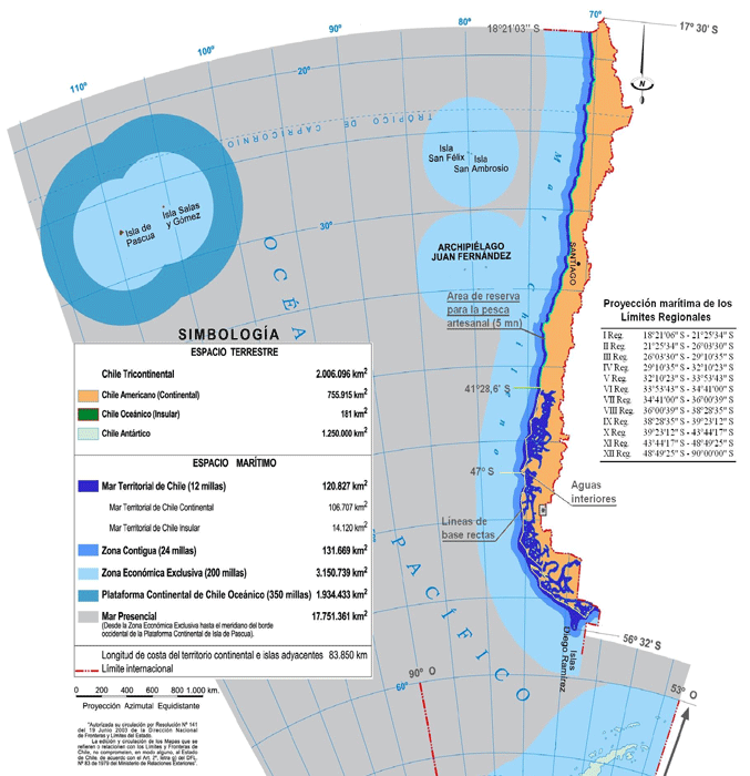 Figur 9.9 Oversikt over ulike soner i Chiles fiskerinæring.