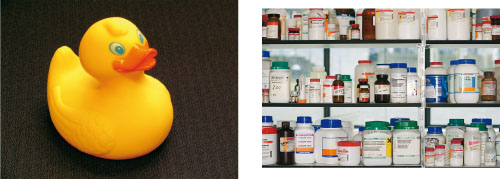 Figur 2.1 Kjemikalier finnes både i faste produkter og i flytende
 eller faste stoffer og stoffblandinger