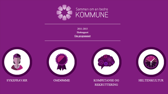 Skjermdump av forsiden til den digitale sluttrapporten www.sammenom.no