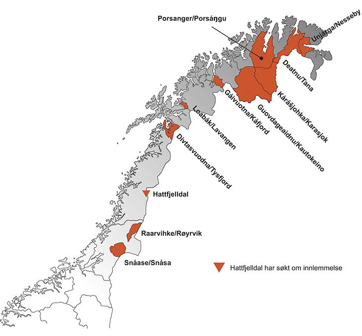 Figur 1.2 Forvaltningsområdet for samisk språk