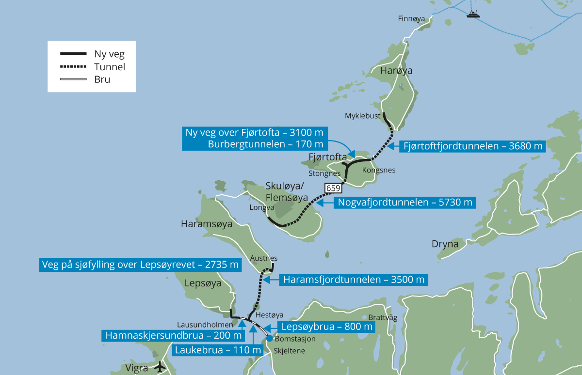 Figur 2.1 Kart over fv. 659 Nordøyvegen.