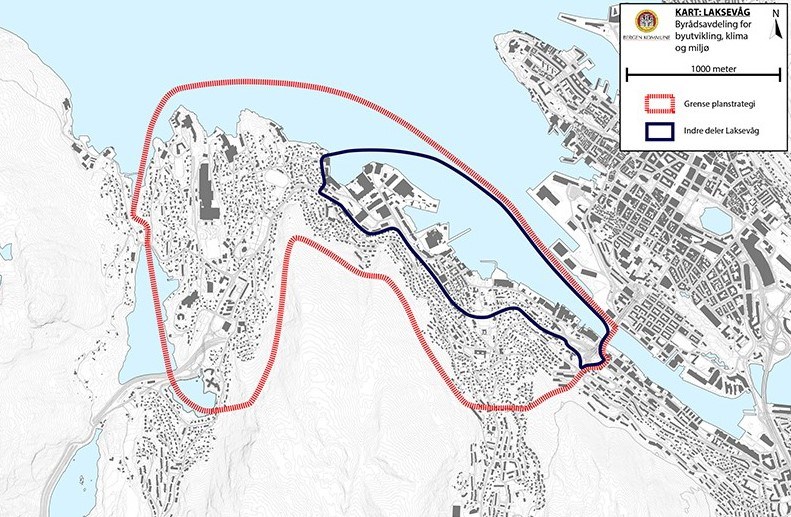 Kart over Laksevåg i Bergen.