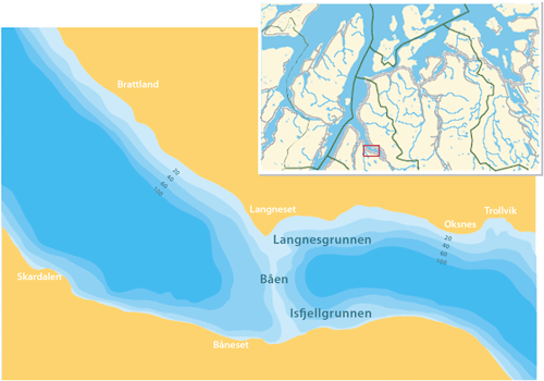 Figur 3.1 Båen har vært det sentrale gyteområdet for
 torsk i Indre Kåfjord.