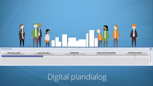 Unummerert illustrasjon
Skjermdump fra filmen om digital plandialog på regjeringen.no som viser planprosess på en tidslinje.