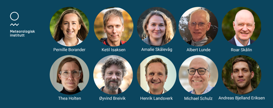 Banner fra Meteorologisk institutt med portretter av 10 mennesker