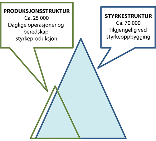 Figur 2.1 Illustrerer forholdet mellom produksjonsstrukturen og styrkestrukturen
