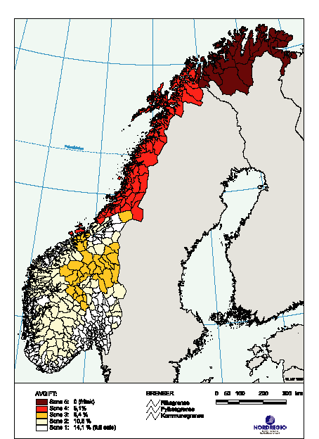 Figur 6.3 Soner for differensiert arbeidsgiveravgift 2000-2003.