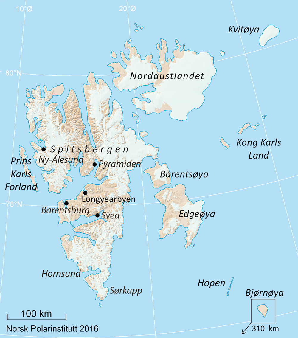 Figur 3.1 Kart over Svalbard