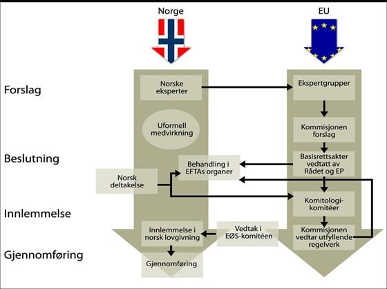 Illustrasjon av prosessen i EU og EØS.