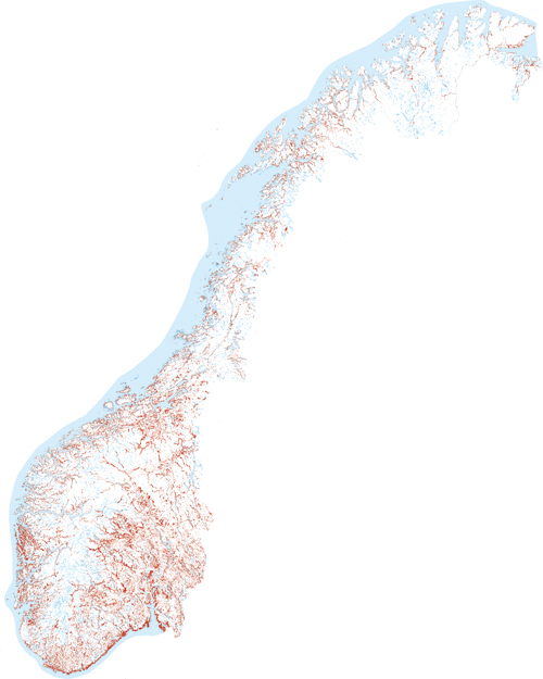 Figur 11.4 Hytter i Norge pr. 1. januar 2004. Basert på GAB-registreringer
 fra kommunene.