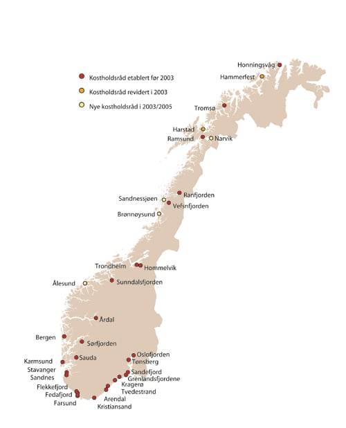 Figur 7.7 Kostholdsråd for fisk og skalldyr, februar 2005
