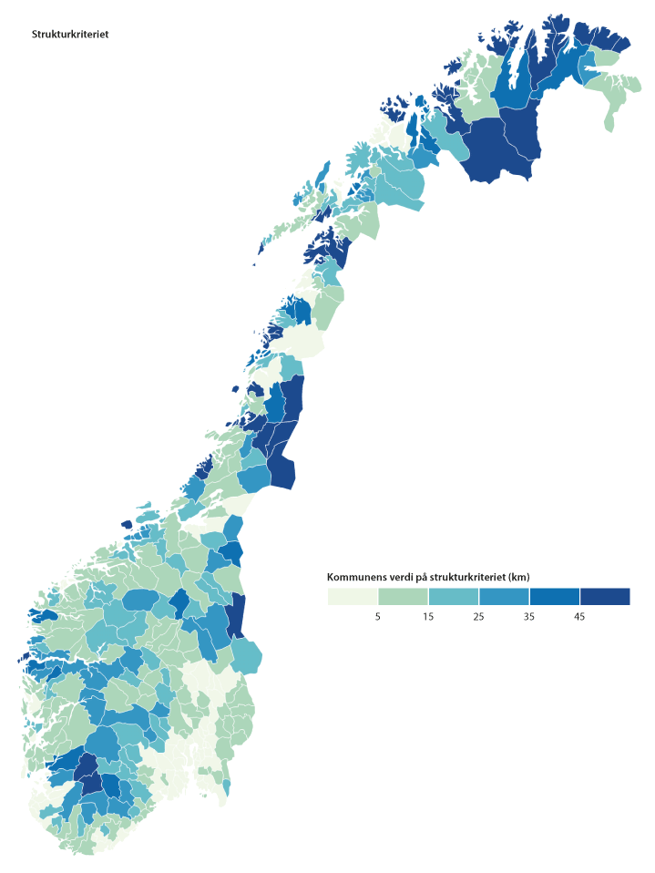 Figur 9.9 Kommunenes verdi på strukturkriteriet. 1.1.2020.
