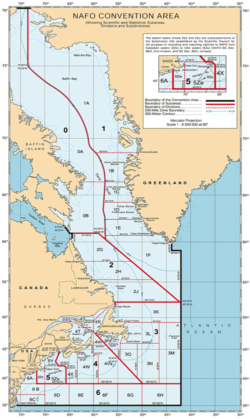 Figur 3.2 NAFO’s konvensjonsområde