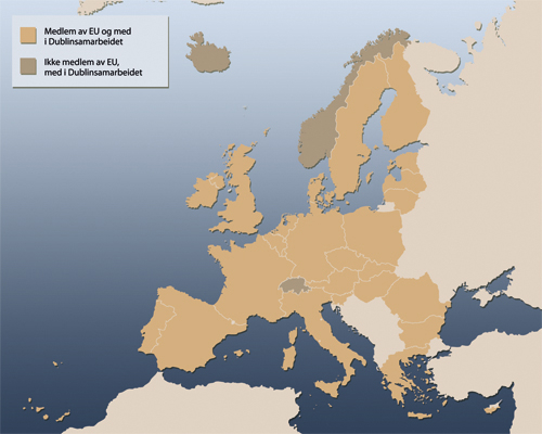 Figur 5.1 Landene i Dublinsamarbeidet.
