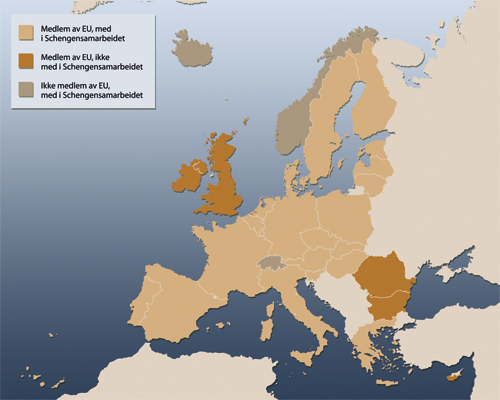 Figur 6.1 Landene i Schengensamarbeidet
