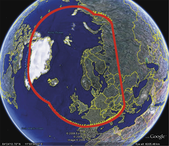 Figur 4.2 Norsk LRIT-dekning 1000 nautiske mil