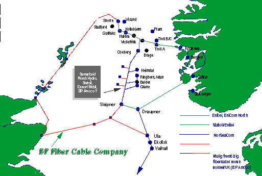 Figur 7-4 Installert og planlagt struktur i sydlige del av Nordsjøen.