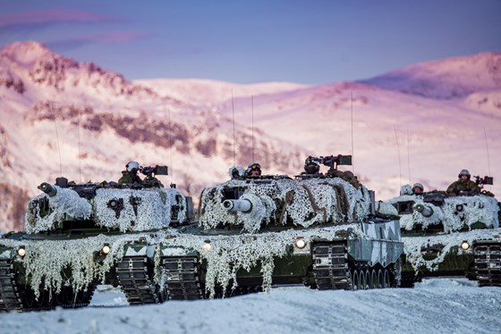 Leopard 2 Stridsvogner fra Telemark bataljon, på vinterøvelsen Joint Reindeer 18 i Nordland og Troms fylke.