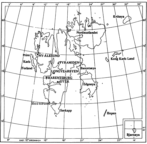 Figur 3.1 Kart over Svalbard