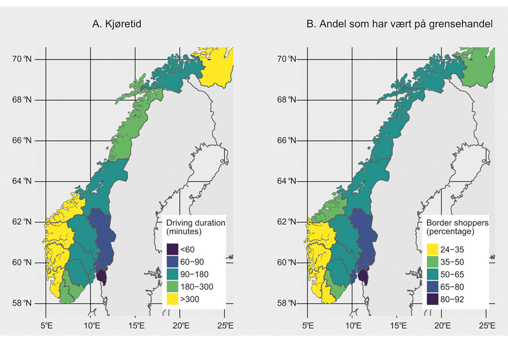 Figur 12.4 Kjøretid og grensehandel