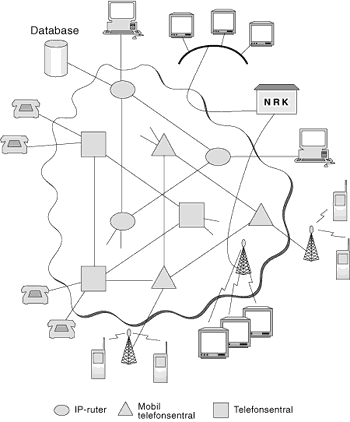 Figur 3.2 Ulike tjenestenett med forskjellig tjenesteutstyr
