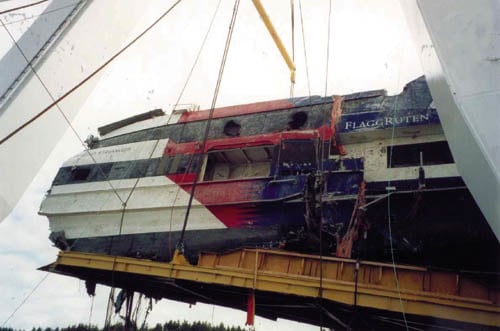 Figur 6.3 Vraket av MS Sleipner, sett fra babord