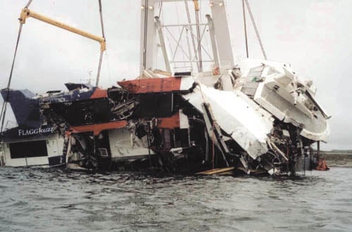 Figur 6.4 Vraket av MS Sleipner, sett fra styrbord