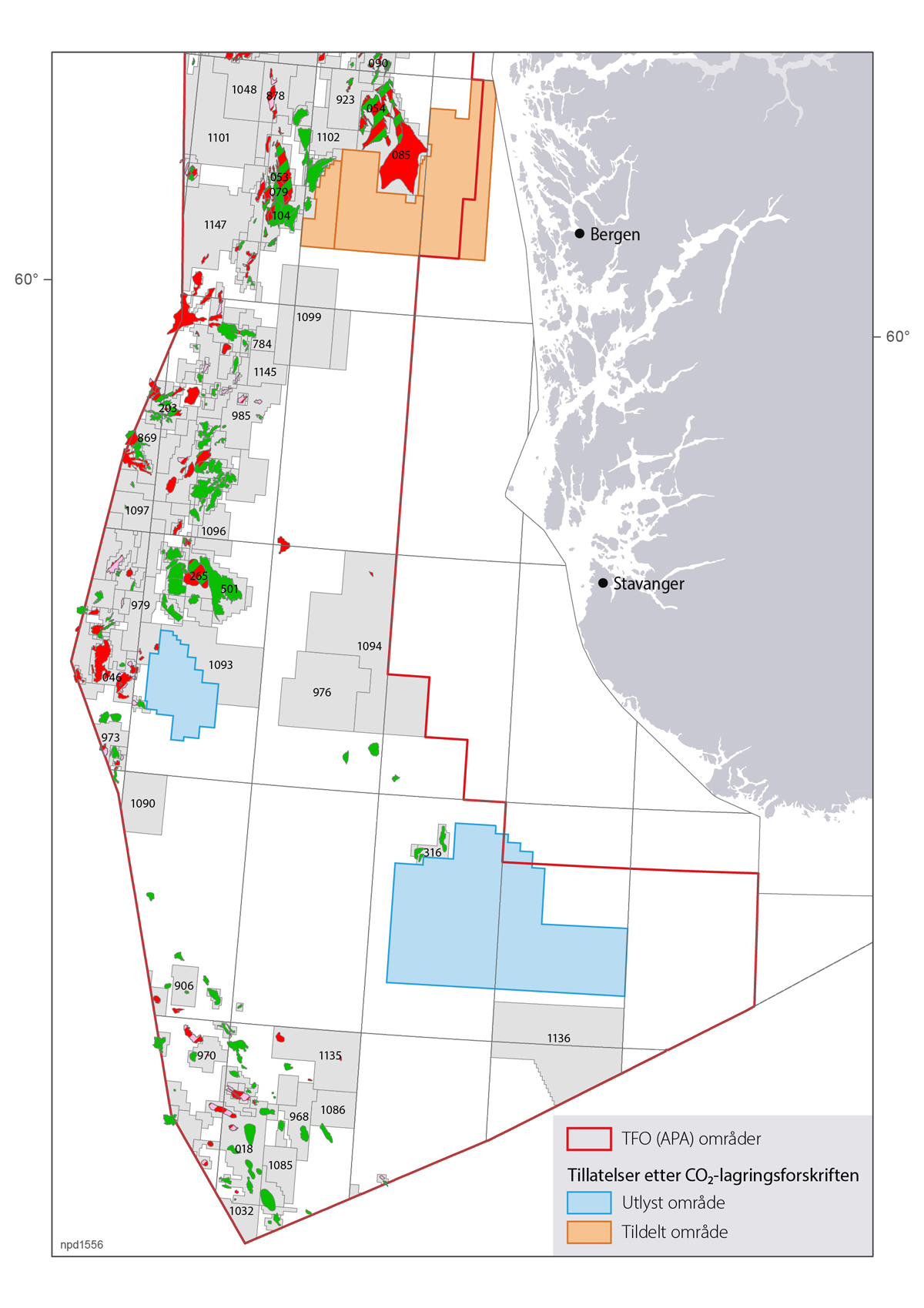 Figur 4.5 Status CO2-tillatelser i Nordsjøen.