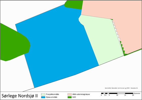 Illustrasjon av prosjektområdet for første fase av Sørlige Nordsjø II.