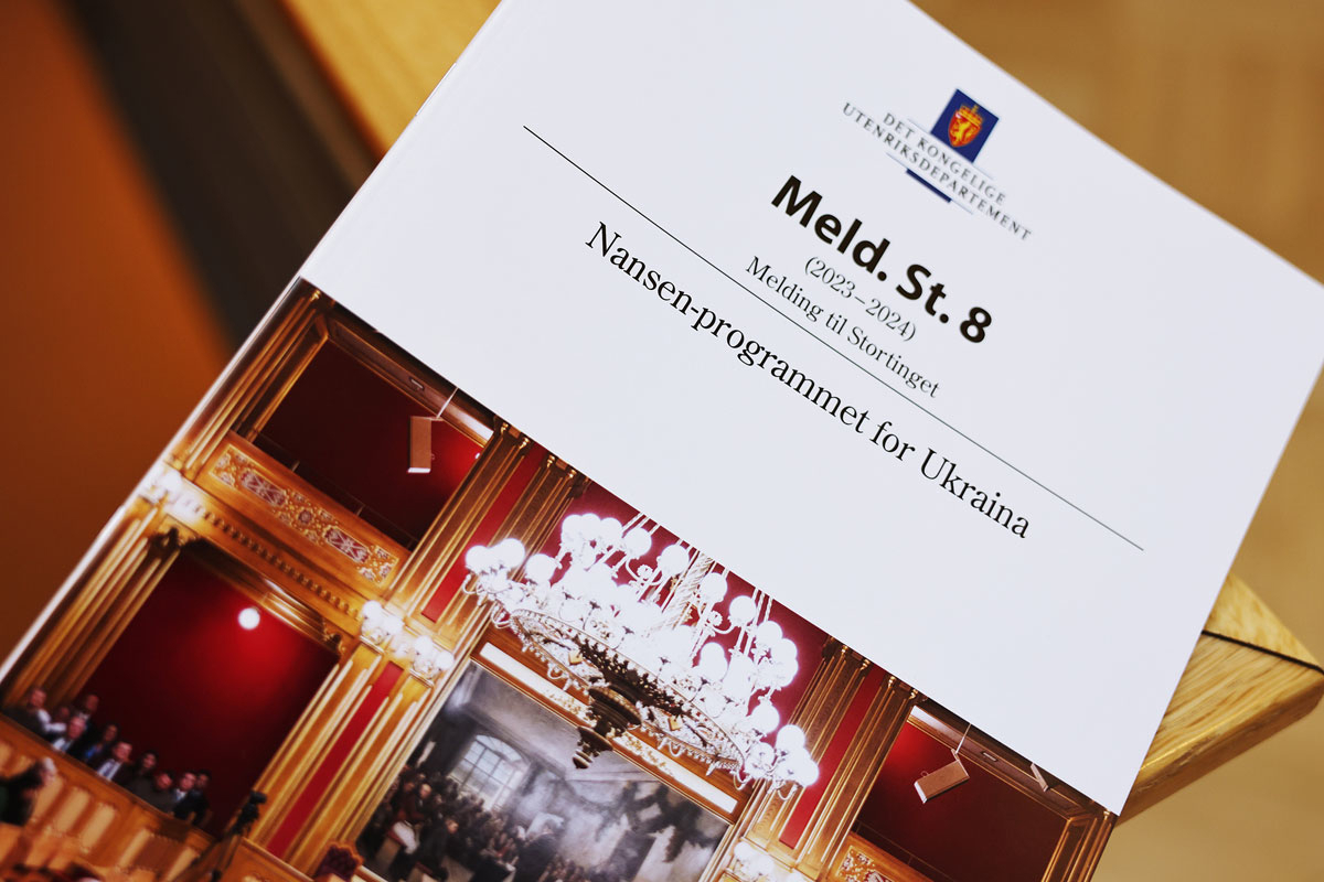 Figur 7.2 Regjeringen la frem stortingsmeldingen om Nansen-programmet for Ukraina i februar 2024.