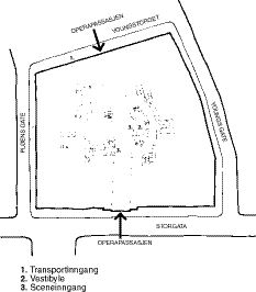 Figur 3.1 Plantegning av operaen i dag, 1. etasje
