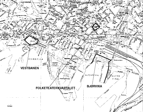 Figur 4.1 Kart over Oslo med lokaliseringsalternativer markert. Eiendomsrett: Plan- og bygningsetaten
