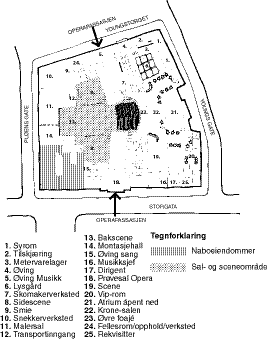 Figur 4.6 «Opera i Folketeaterkvartalet», plan 4. etasje Arkitekt: Bjørn Glomsrød for Folketeaterbygningen AS