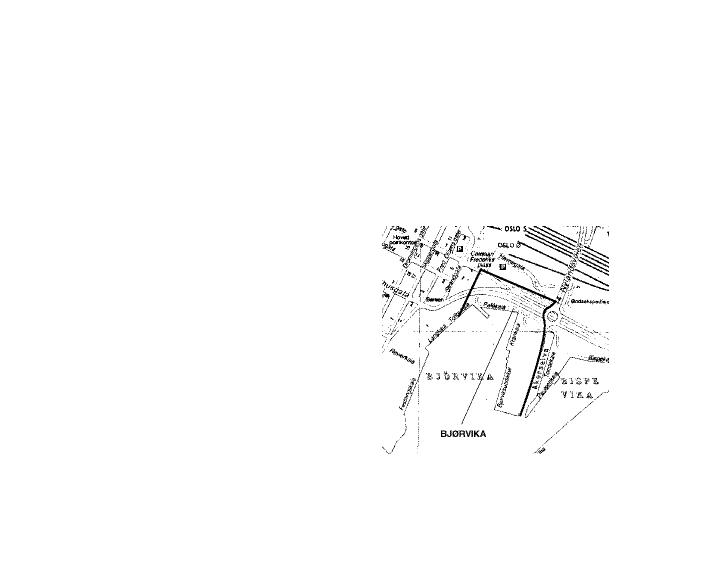 Figur 4.9 Kartdel med Bjørvika markert. Eiendomsrett: Plan- og Bygningsetaten.
