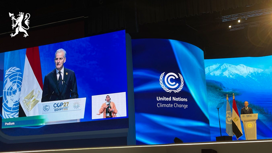 Prime Minister Jonas Gahr Støre speak at COP 27.
