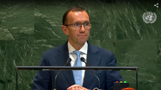 Utenriksministeren på talerstolen i FNs generalforsamling