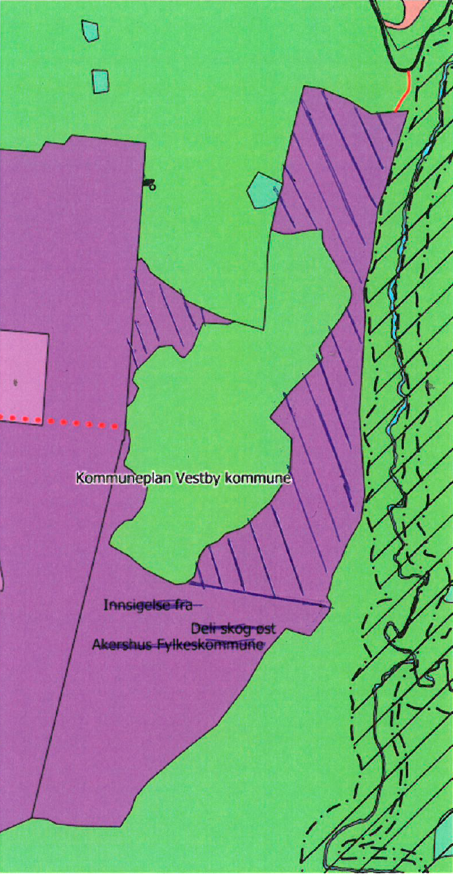 Områdene som er skravert endres fra næringsformål til LNF