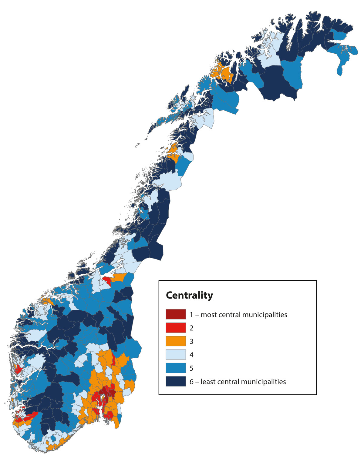 Figure 1.1 Classification of municipalities by centrality