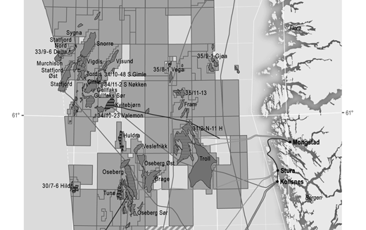 Figur 2.1 Oversiktskart over Gjøa, Vega og Vega sør