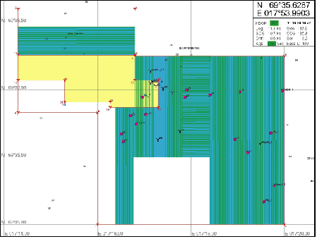 Figur 6.3 Plott over søkeområder i 2002 – 2003.