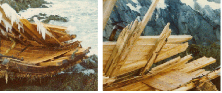 Figur 7.15 Skader i skuteside og dekk akterut.