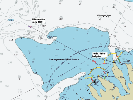 Figur 9.1 Observasjon ved Sjøoperasjonssenteret av radarekko fra kystradarstasjonen på Hillesøy.