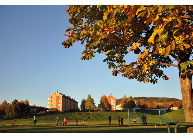Figur 10.6 Fotballtrening i Muselunden, Oslo. Jo flere som bor i byer, desto viktigere blir grøntområdene.
