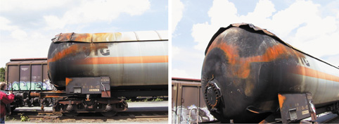 Figur 7.23 Fotografi av fremre vogn med merker etter brannen