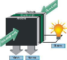 Figur 9.2 Virkemåten til en brenselcelle