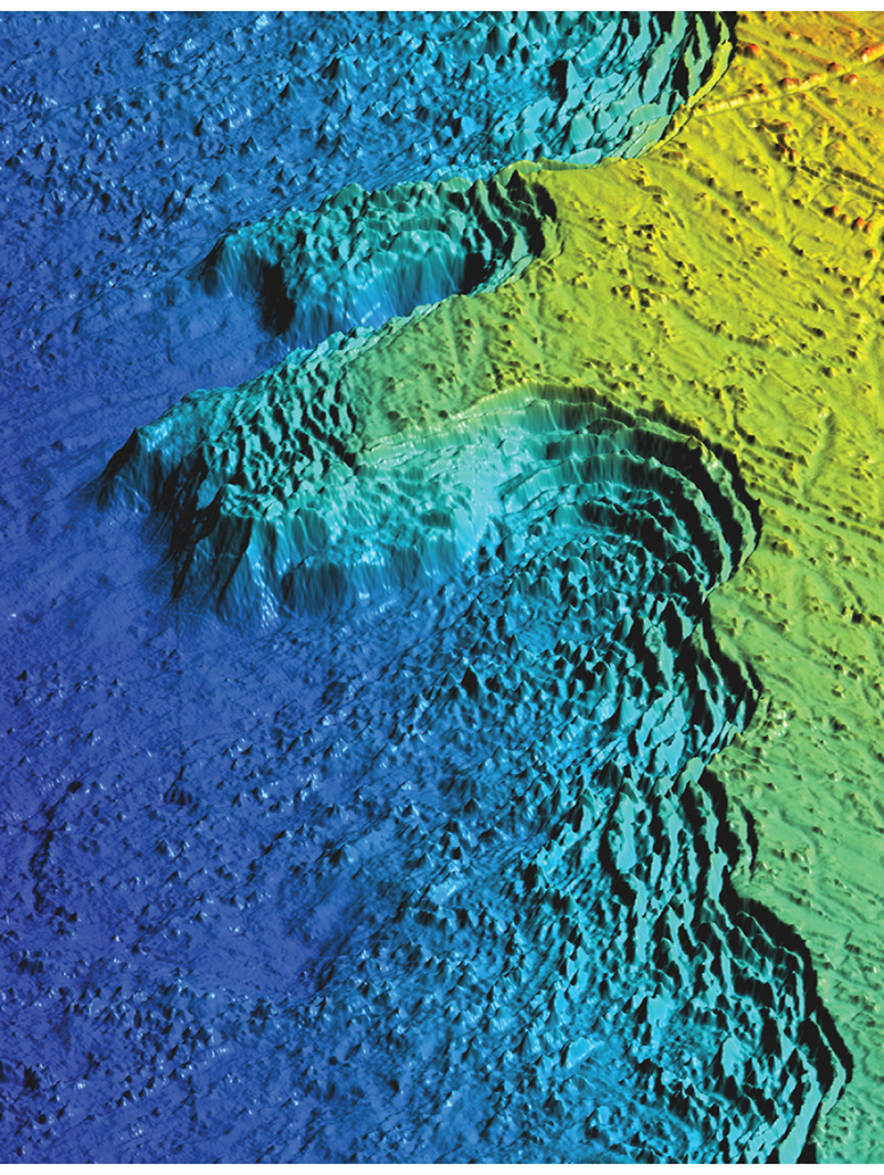 Figure 2.6 Three-dimensional model of Eggakanten (the edge of the continental shelf) west of the island of Røst.
