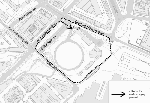 Figur 3.1 Kartutsnitt over Vestbanetomta