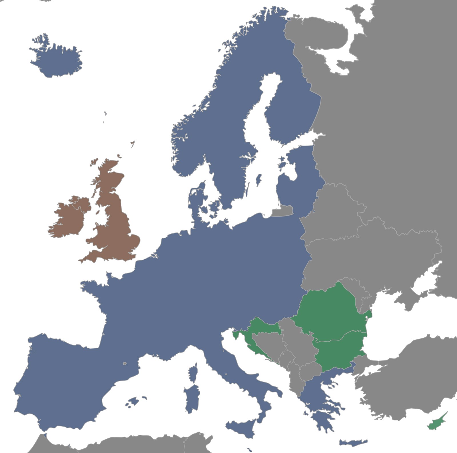 Kart over Schengen-området