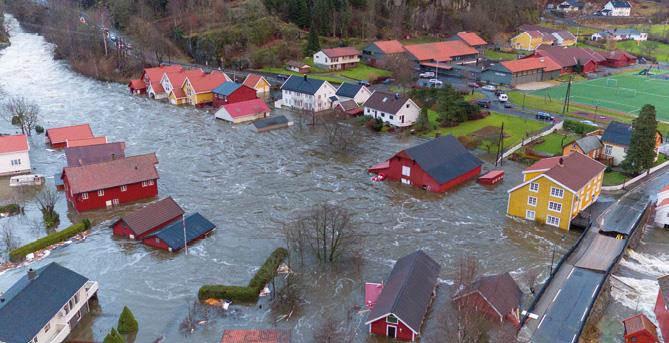 Et foto som viser Flom i Feda i Agder, 2015.